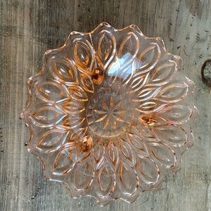 Vtg Pink Depression Glass 3 Footed Candy Dish
